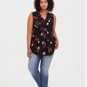Black floral babydoll cami